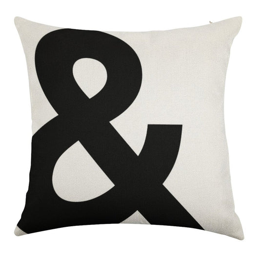 Ampersand Linen Throw Pillow Cover