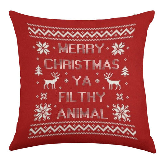 Merry Christmas Ya Filthy Animal Linen Throw Pillow Cover