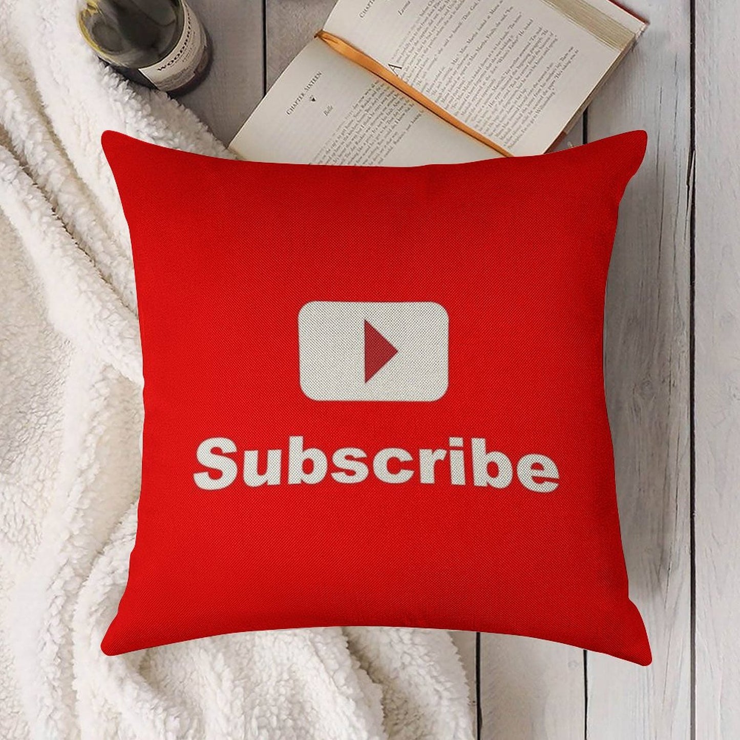Youtube Channel Subscribe Linen Throw Pillow Cover