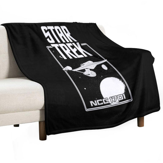 Enterprise NCC 1701 Black And White Throw Blanket