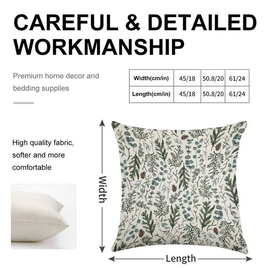 Pine And Eucalyptus Greenery Linen Throw Pillow Cover