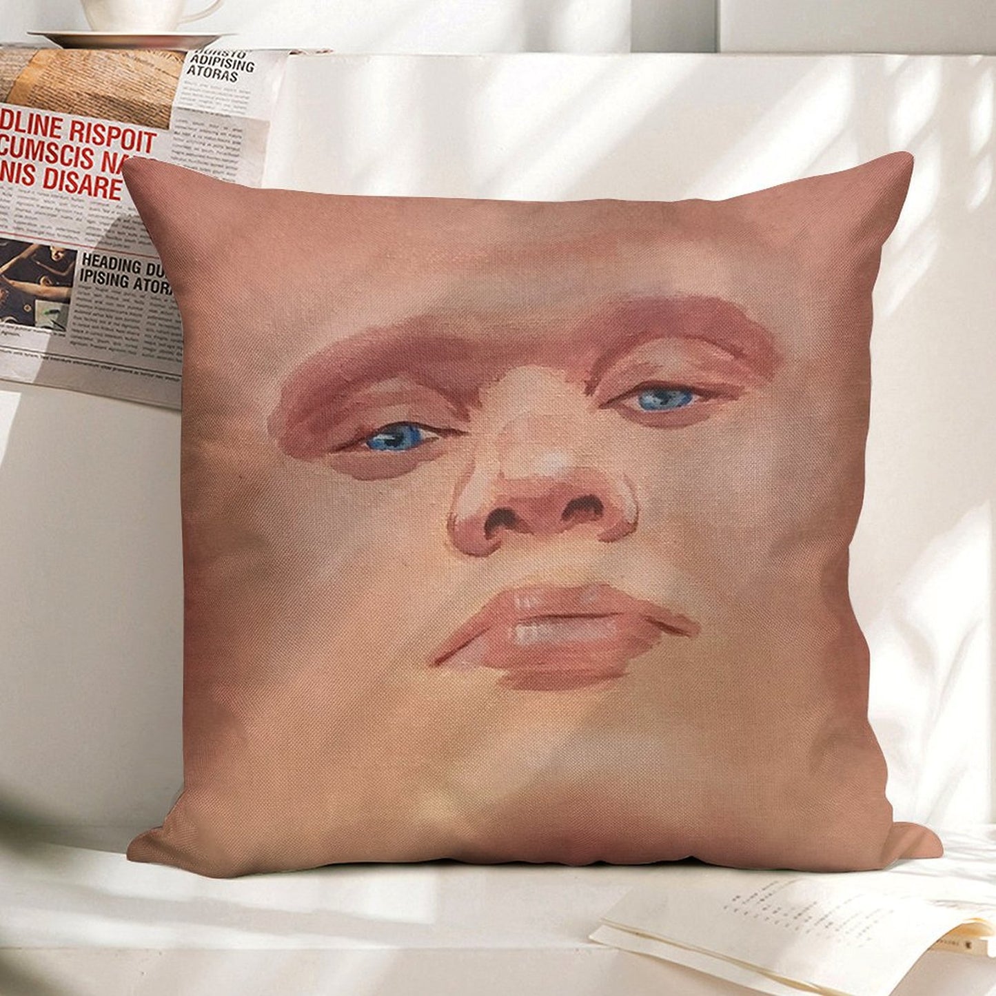 Smug Erling Haaland Face Linen Throw Pillow Cover