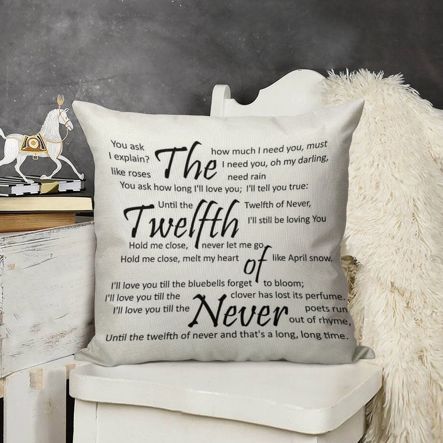 The Twelfth of Never Linen Throw Pillow Cover