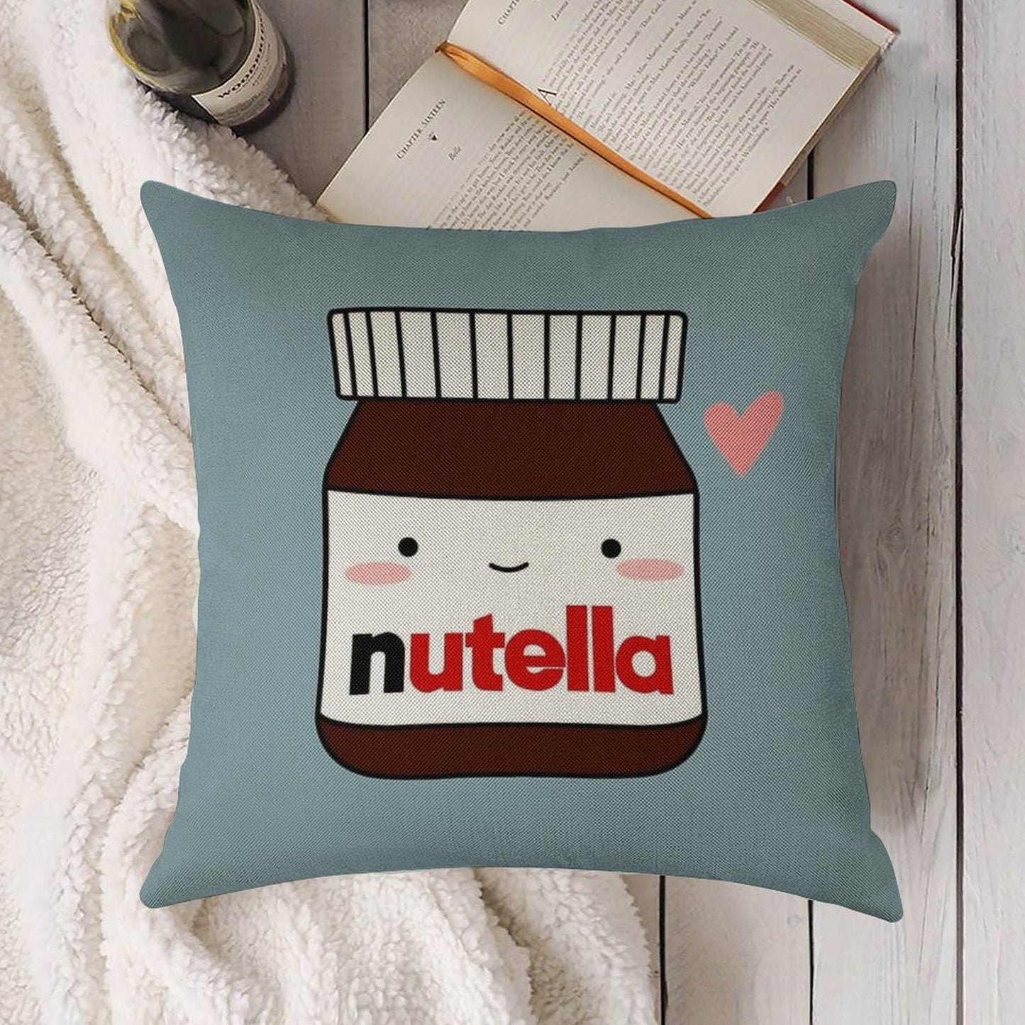 Cute Nutella Jar Linen Throw Pillow Cover