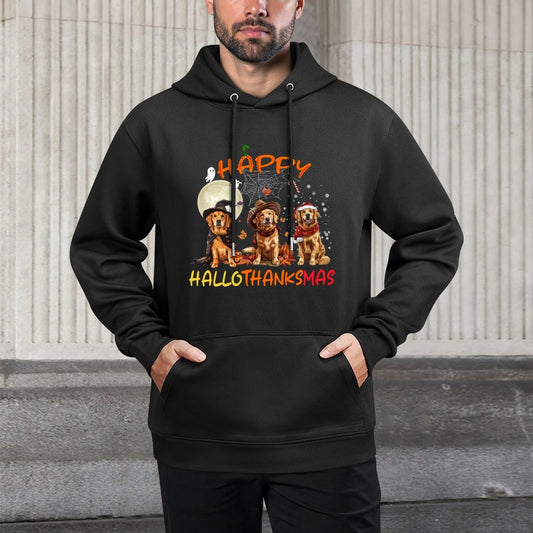 Happy Halloween Thanksgiving Christmas Golden Retriever Xmas Sweatshirt Unisex Design Hoodie