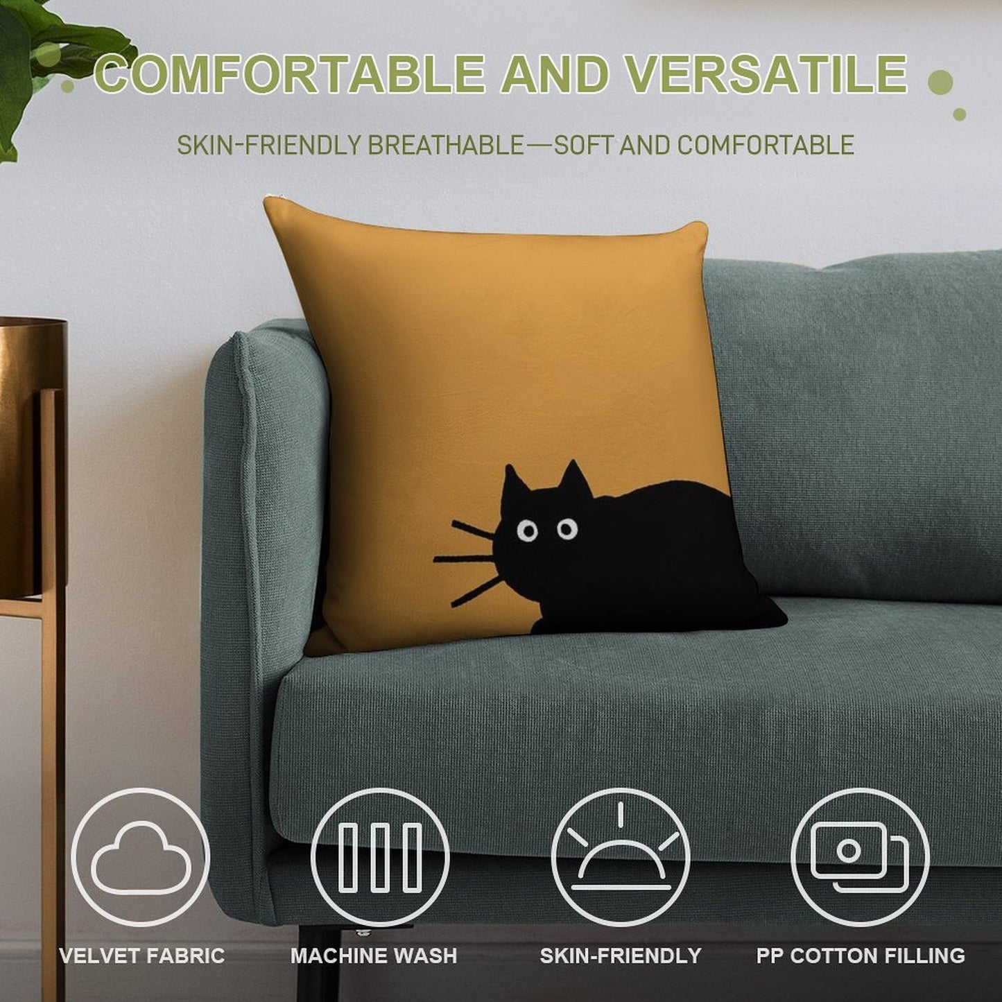Black Cat(s) Soft Fade-Resistant Throw Pillow