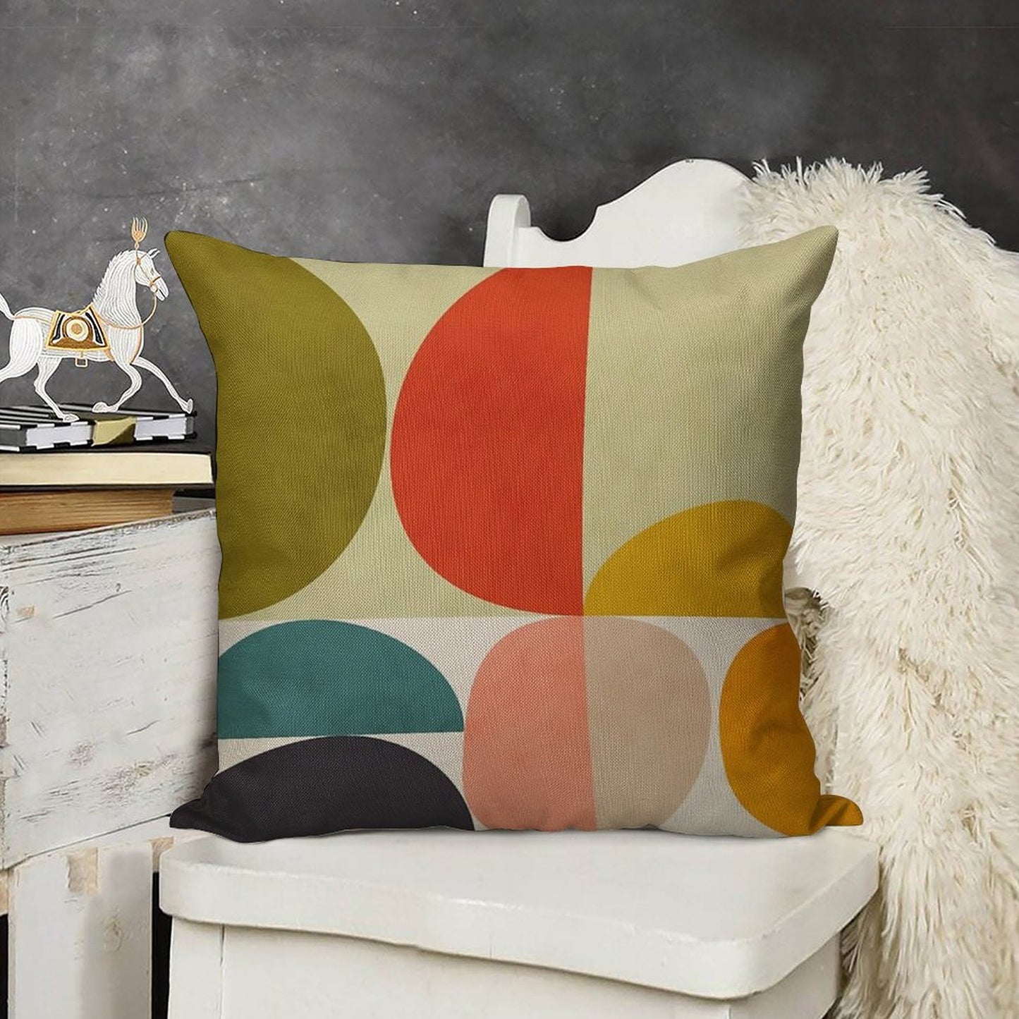 Mid Century 3 Linen Throw Pillow Cover