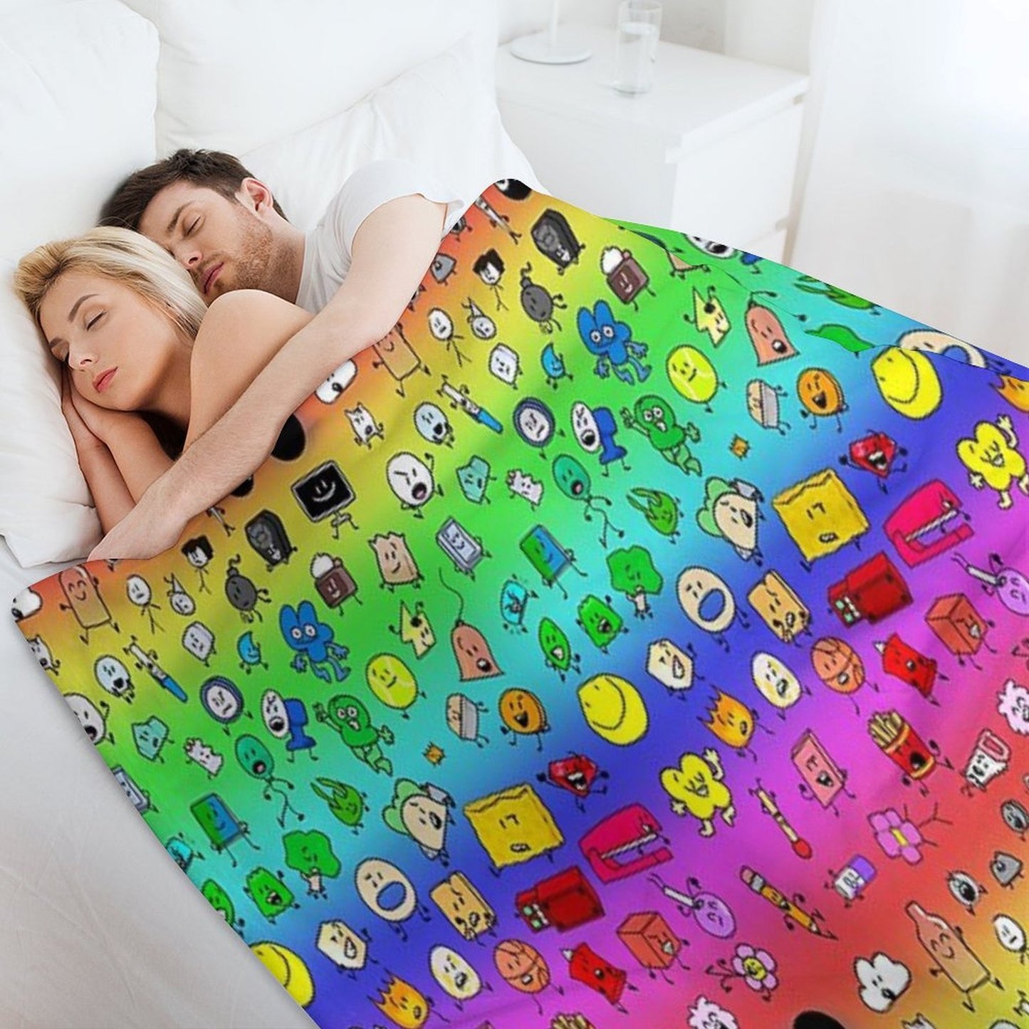 BFDI All Characters (Rainbow) Throw Blanket