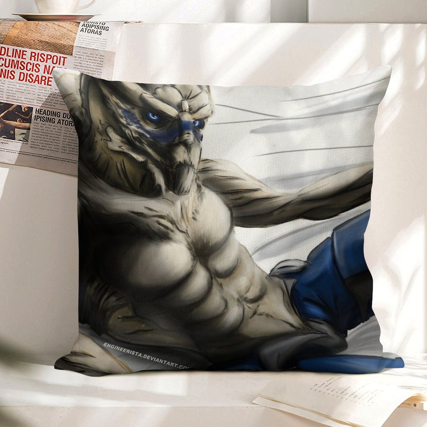The Best Space Boyfriend -- Garrus Linen Throw Pillow Cover