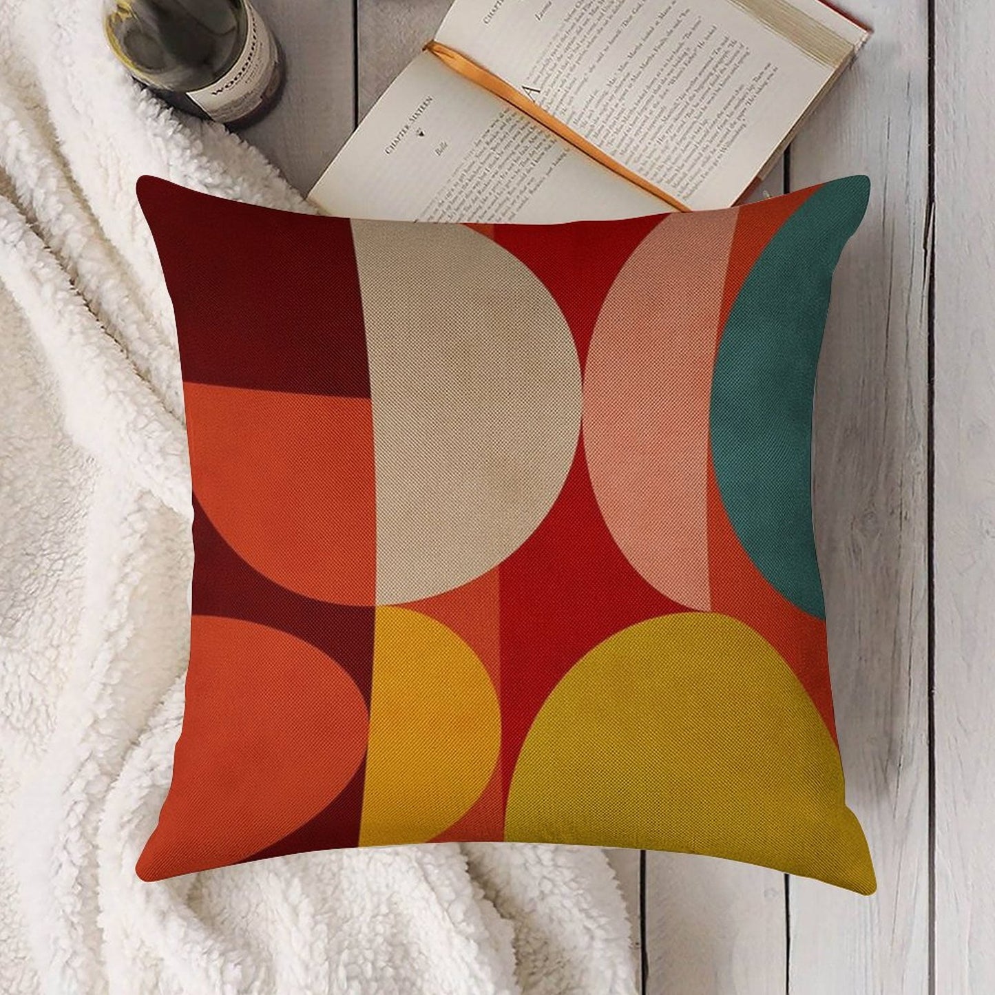 Mid Century 1 Linen Throw Pillow Cover