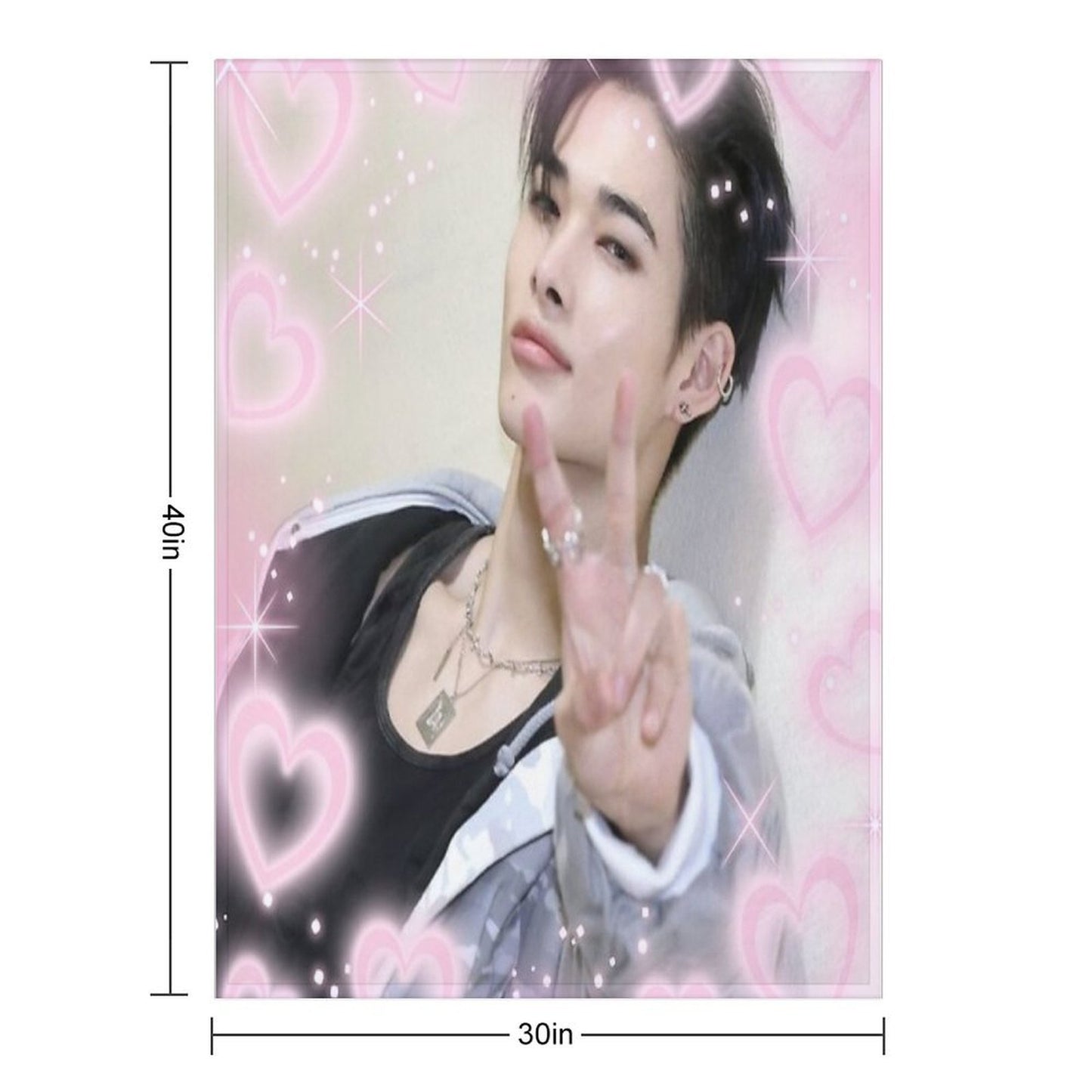 Kpop Enhypen Niki Pink Hearts Throw Blanket
