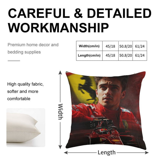 Charles Leclerc F1 2022 Linen Throw Pillow Cover