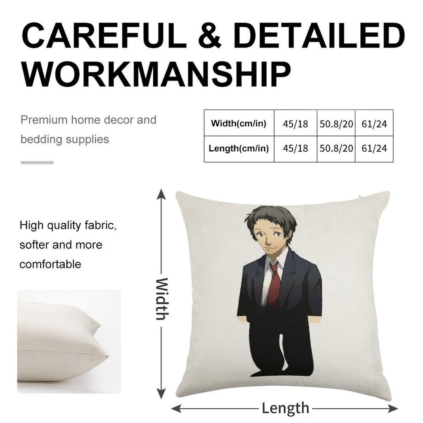 Adachi From Persona Linen Throw Pillow Cover