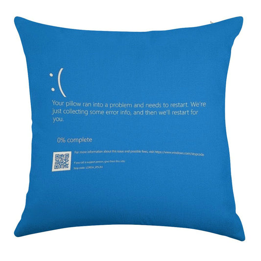 Windows BSOD (Blue Screen of Death) Linen Throw Pillow Cover