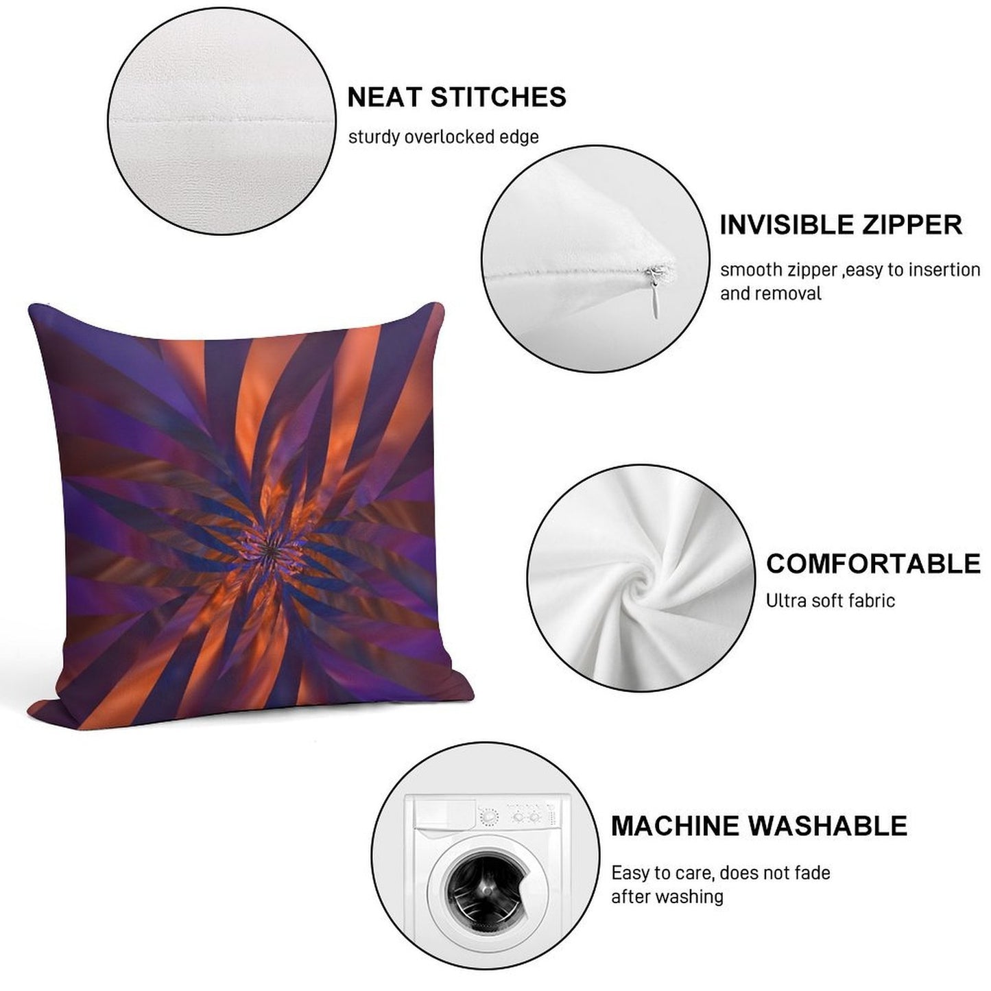Abstract in Orange And Purple Soft Anti-Pilling Throw Pillow