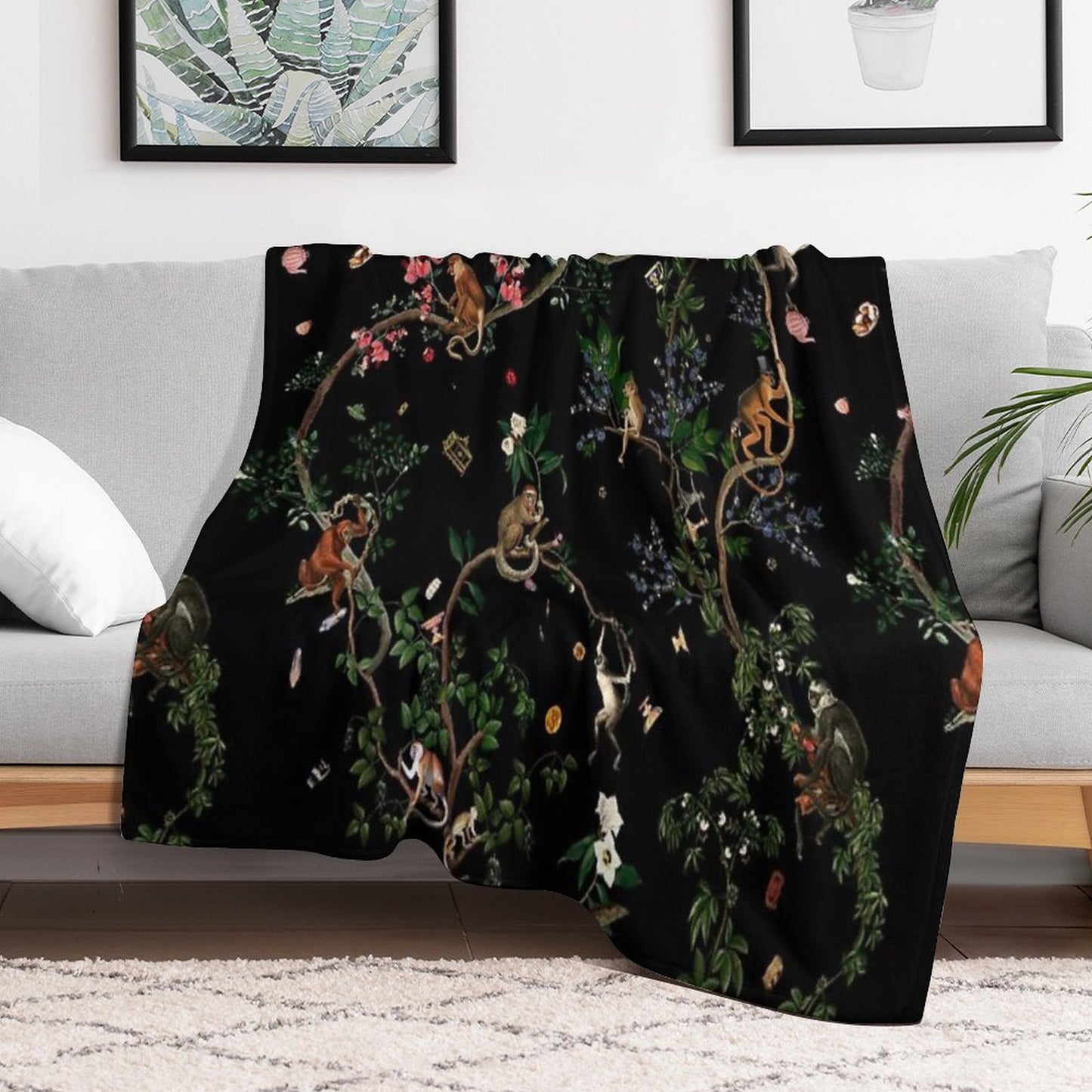Monkey World Throw Blanket