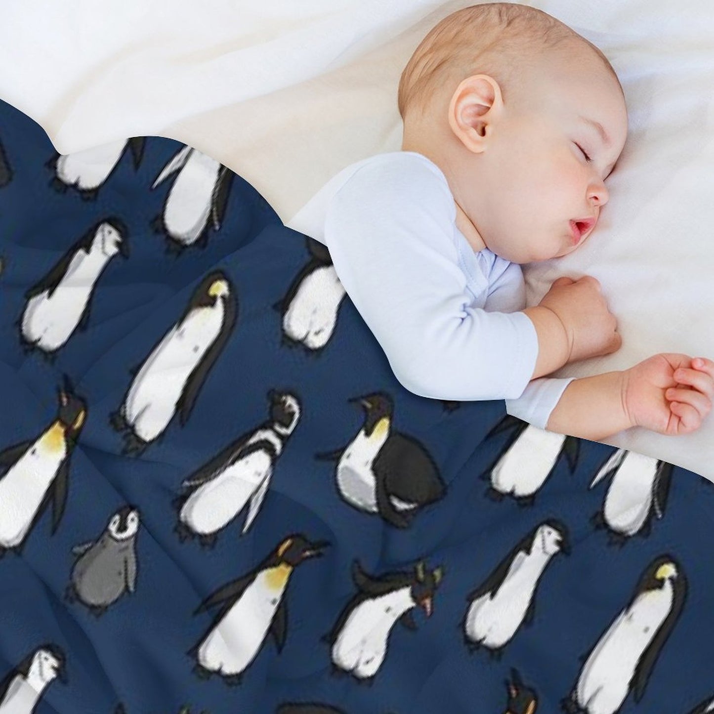 Cute Penguin Pattern (Dark Blue Variant) Throw Blanket