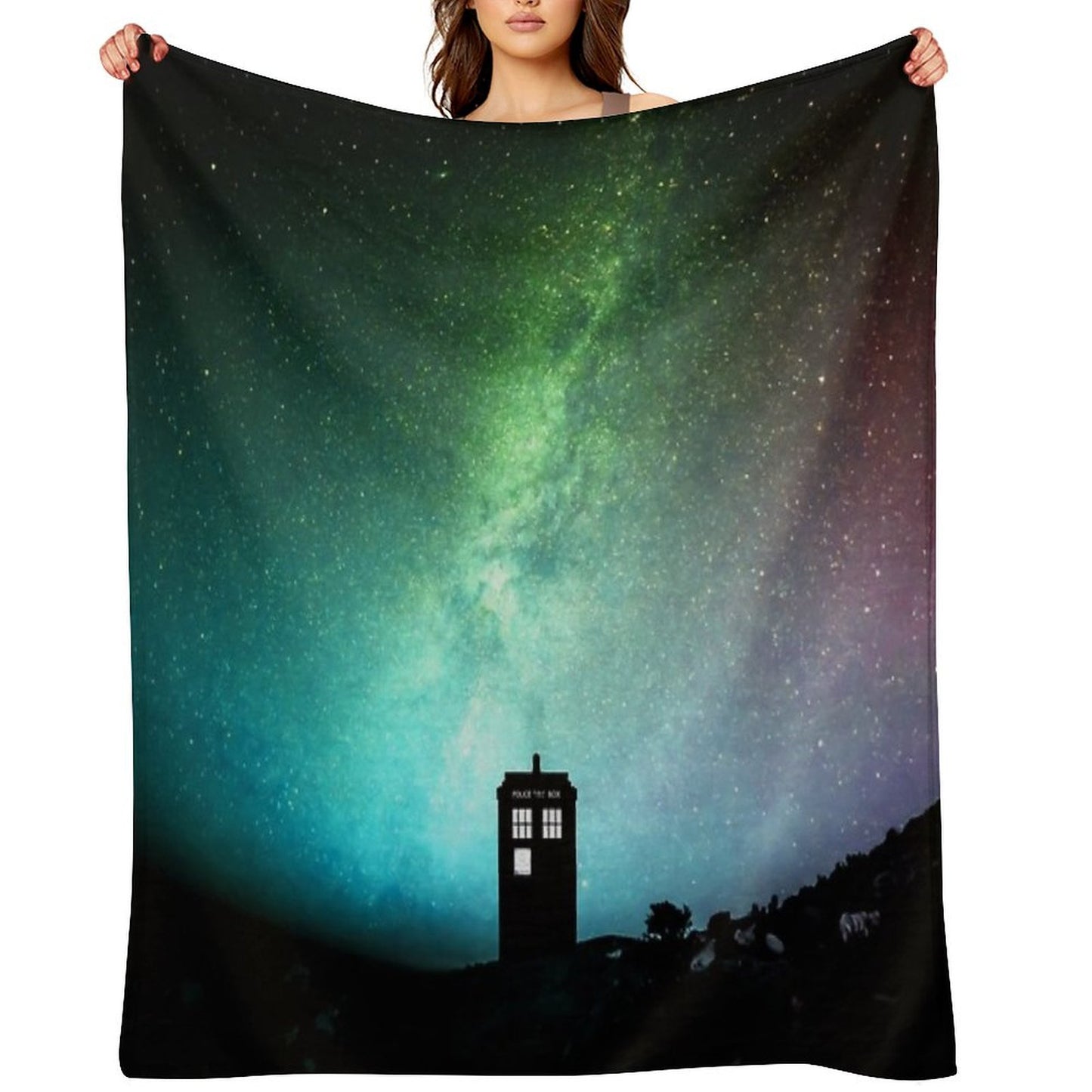 Starry Moon Art Blossom Throw Blanket