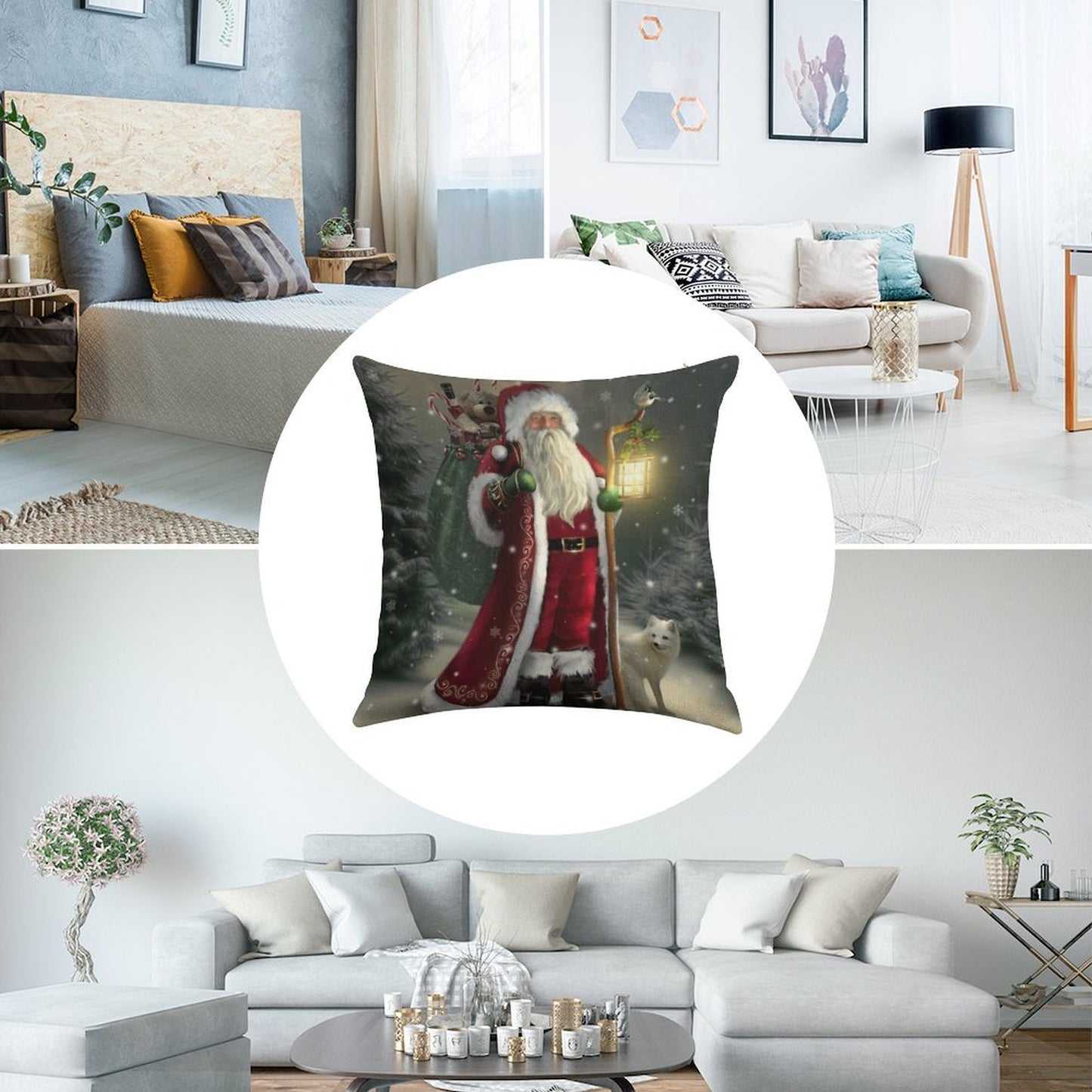The Christmas Traveler Linen Throw Pillow Cover