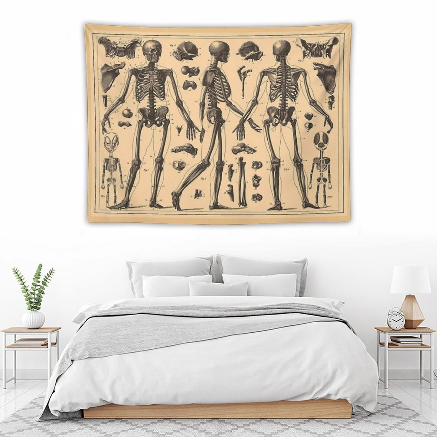 Vintage Human Skeleton Anatomy Diagram Tapestry