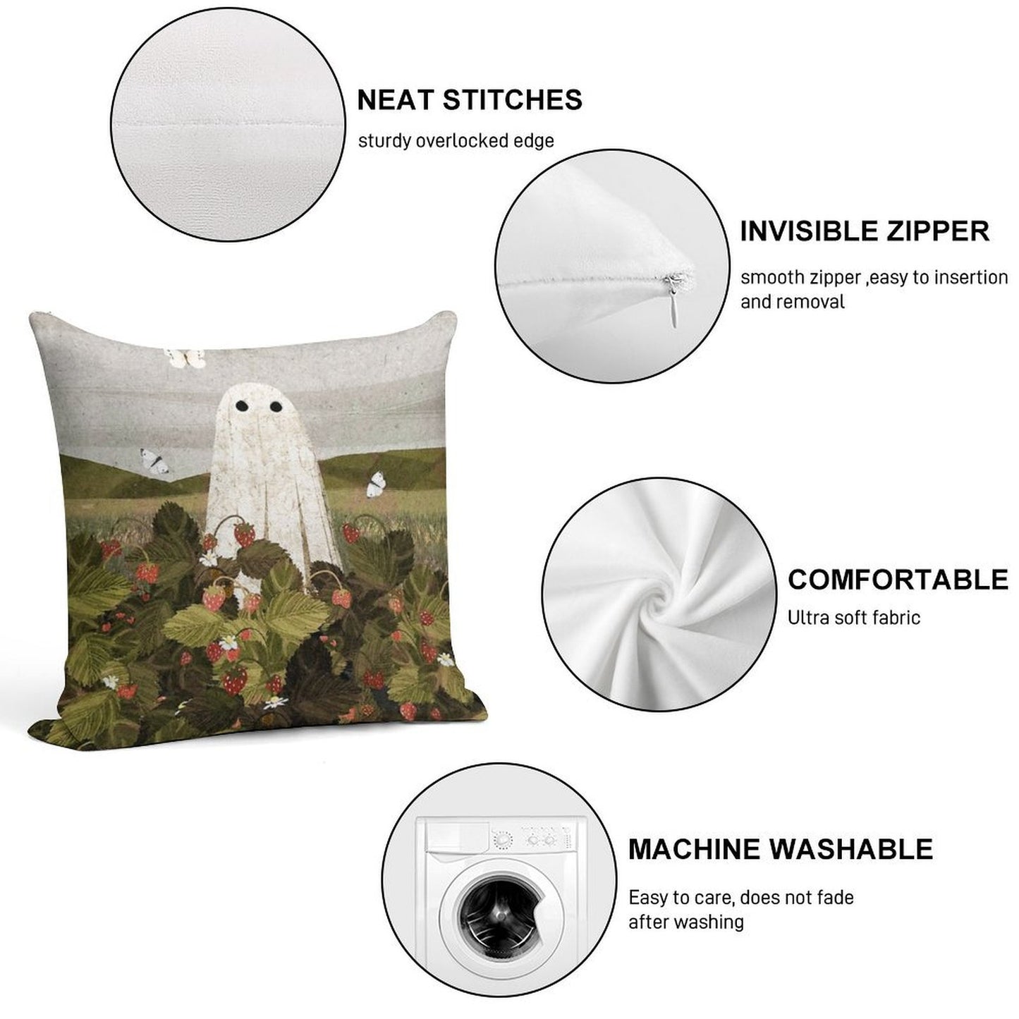 Strawberry Fields Soft Luxury Feel Throw Pillow