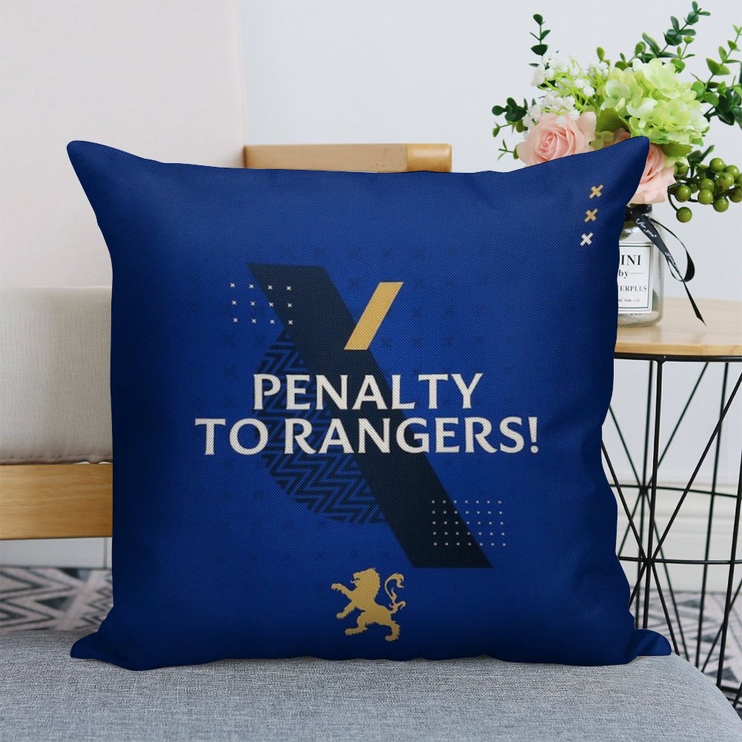 Penalty to Rangers Linen Throw Pillow Cover