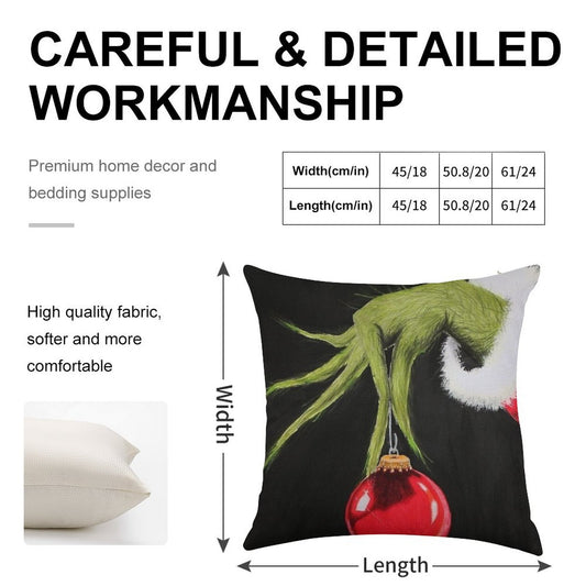 Who Stole Christmas Linen Throw Pillow Cover