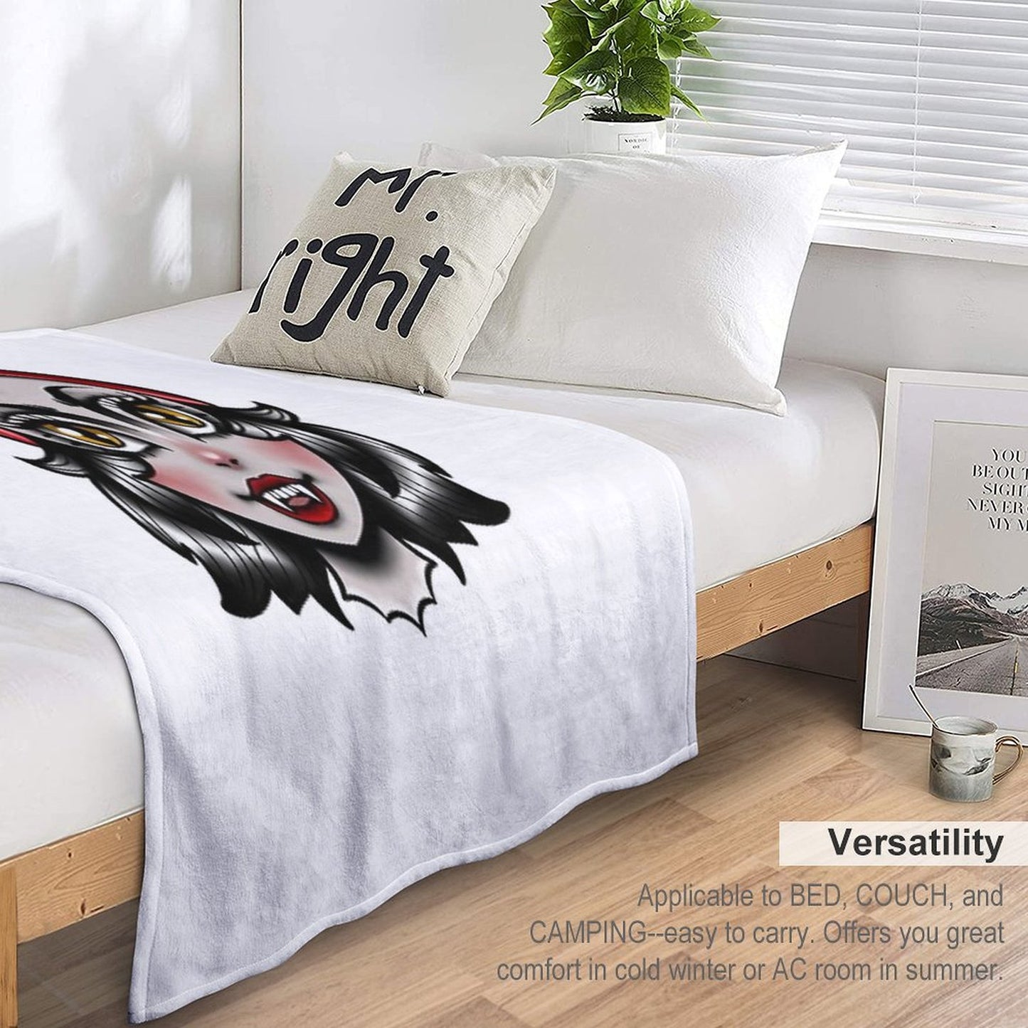 American Traditional Devil Lady Throw Blanket