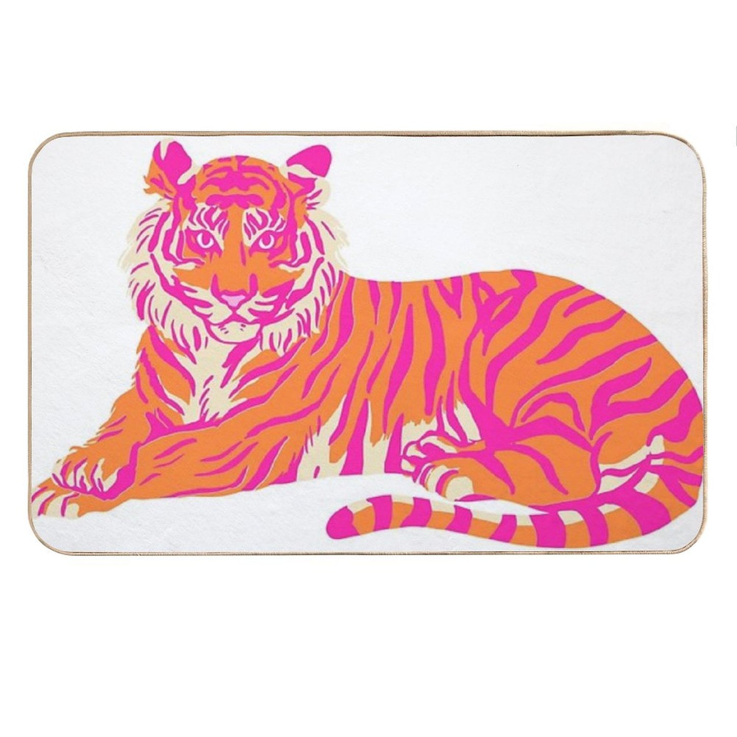 Pink And Orange Tiger Bath Mat
