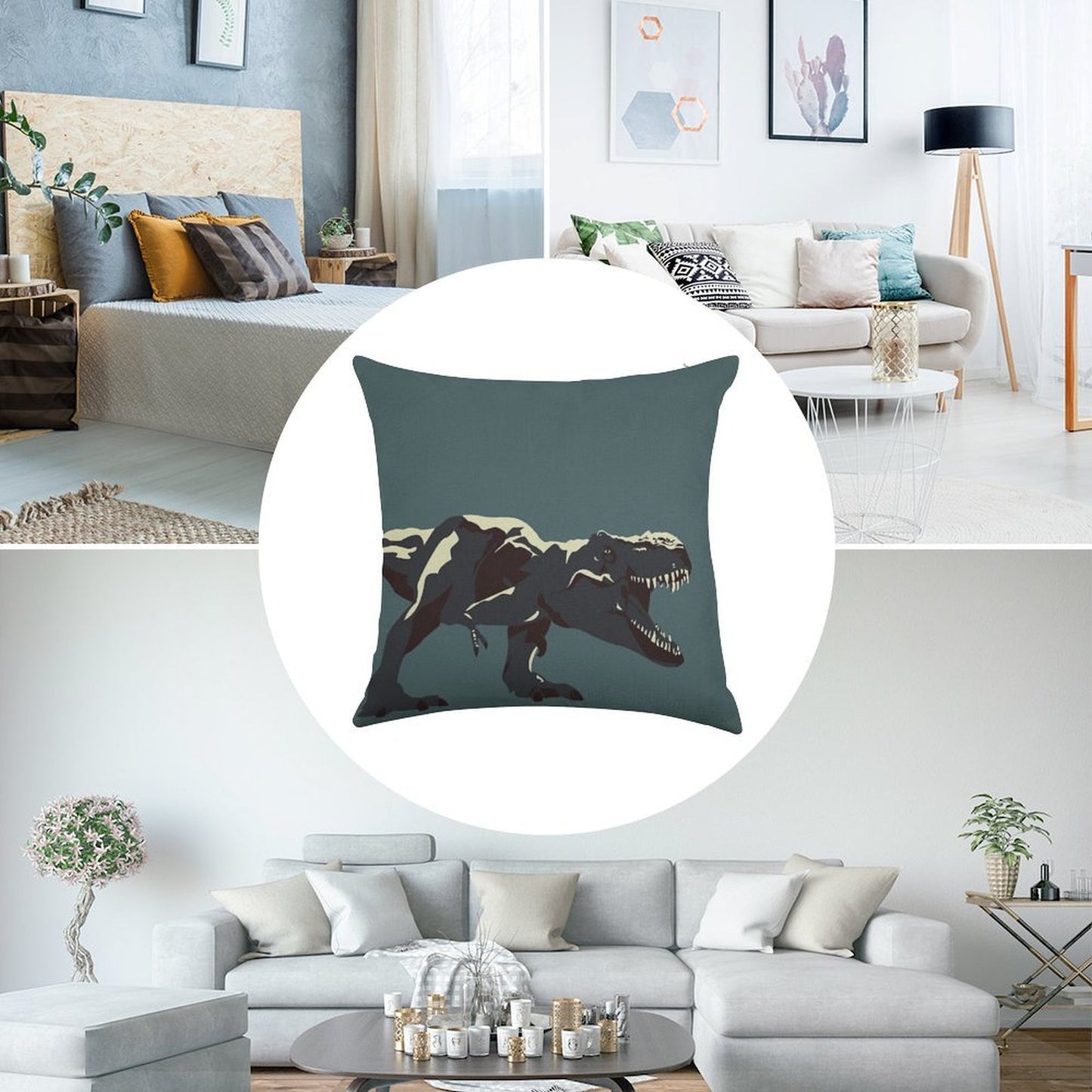 T Rex Roar Linen Throw Pillow Cover