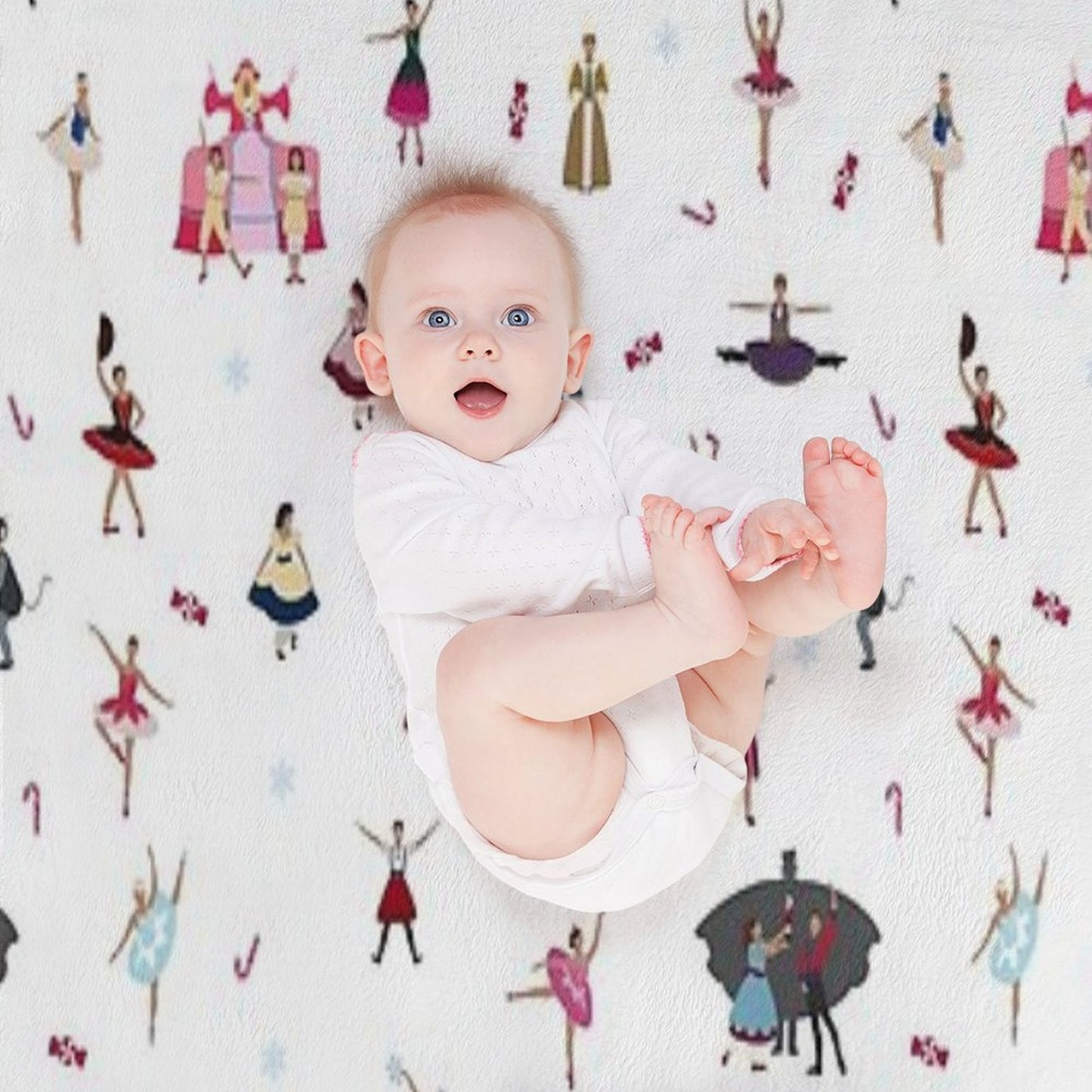 Nutcracker Ensemble - White Throw Blanket
