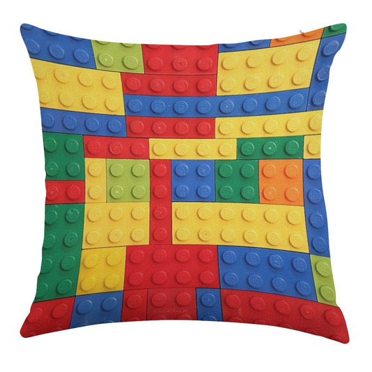 Colorful Bricks Design Linen Throw Pillow Cover