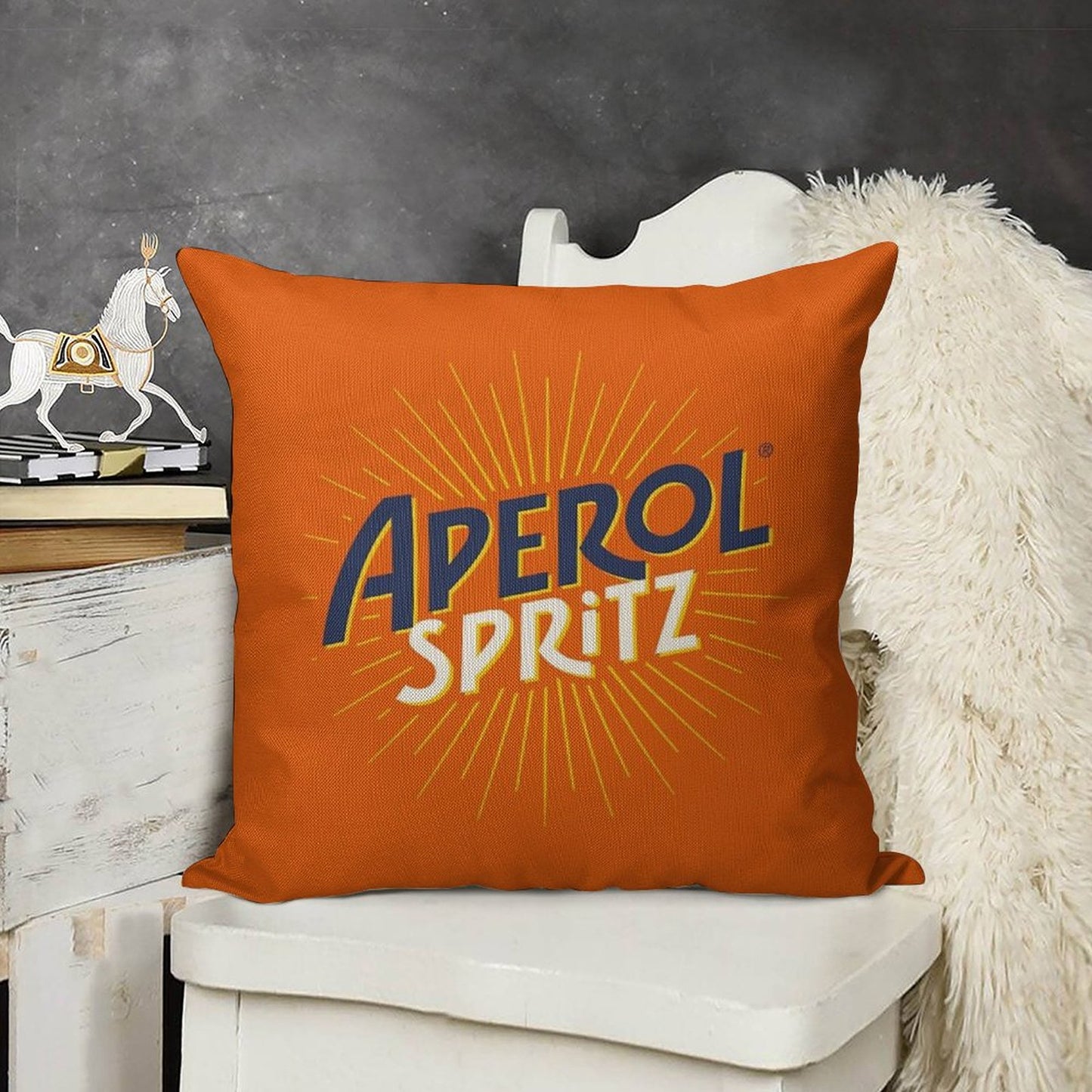 Aperol Spritz Orange Linen Throw Pillow Cover