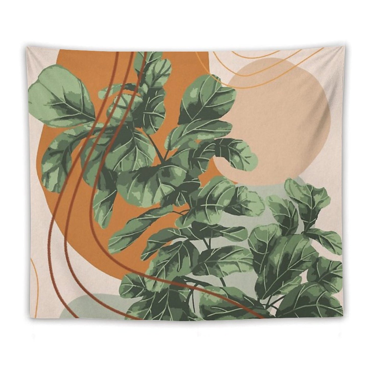 Mid Century Modern, Abstract Plant Illustration, Fiddle Leaf Fig Art Tapestry