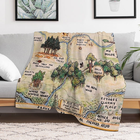 100 Acre Wood Map Throw Blanket