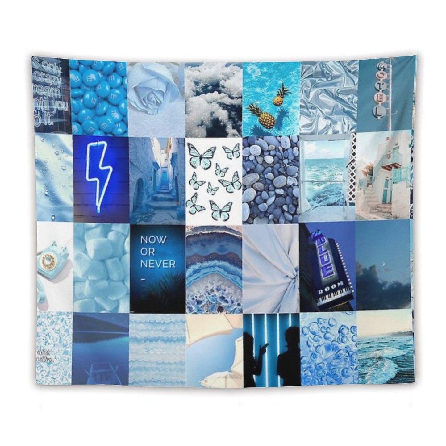 Blue Aesthetic Tumblr Collage Tapestry