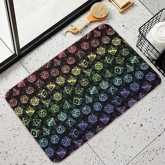 D20 Dice Set Pattern (Rainbow) Bath Mat