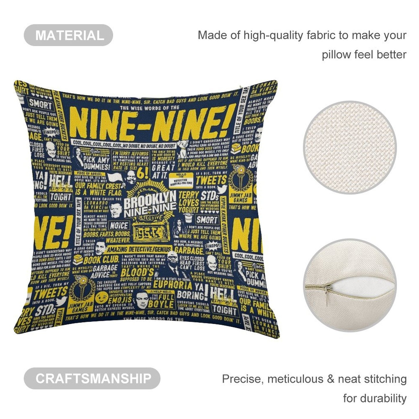 Wise Words of The Nine-Nine Linen Throw Pillow Cover