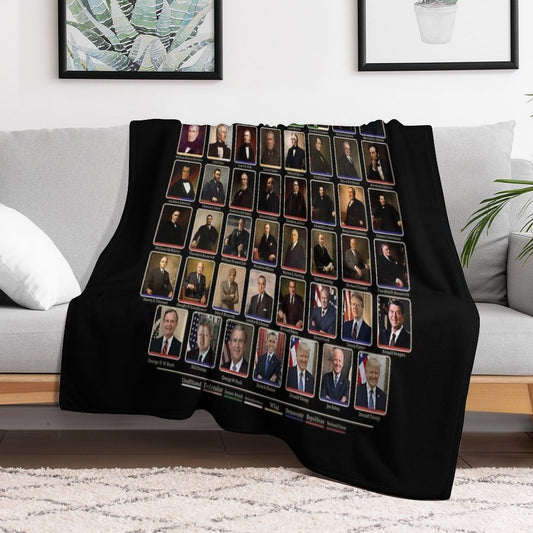 47 Presidents of The United States List (Updated - Including Trump) Throw Blanket