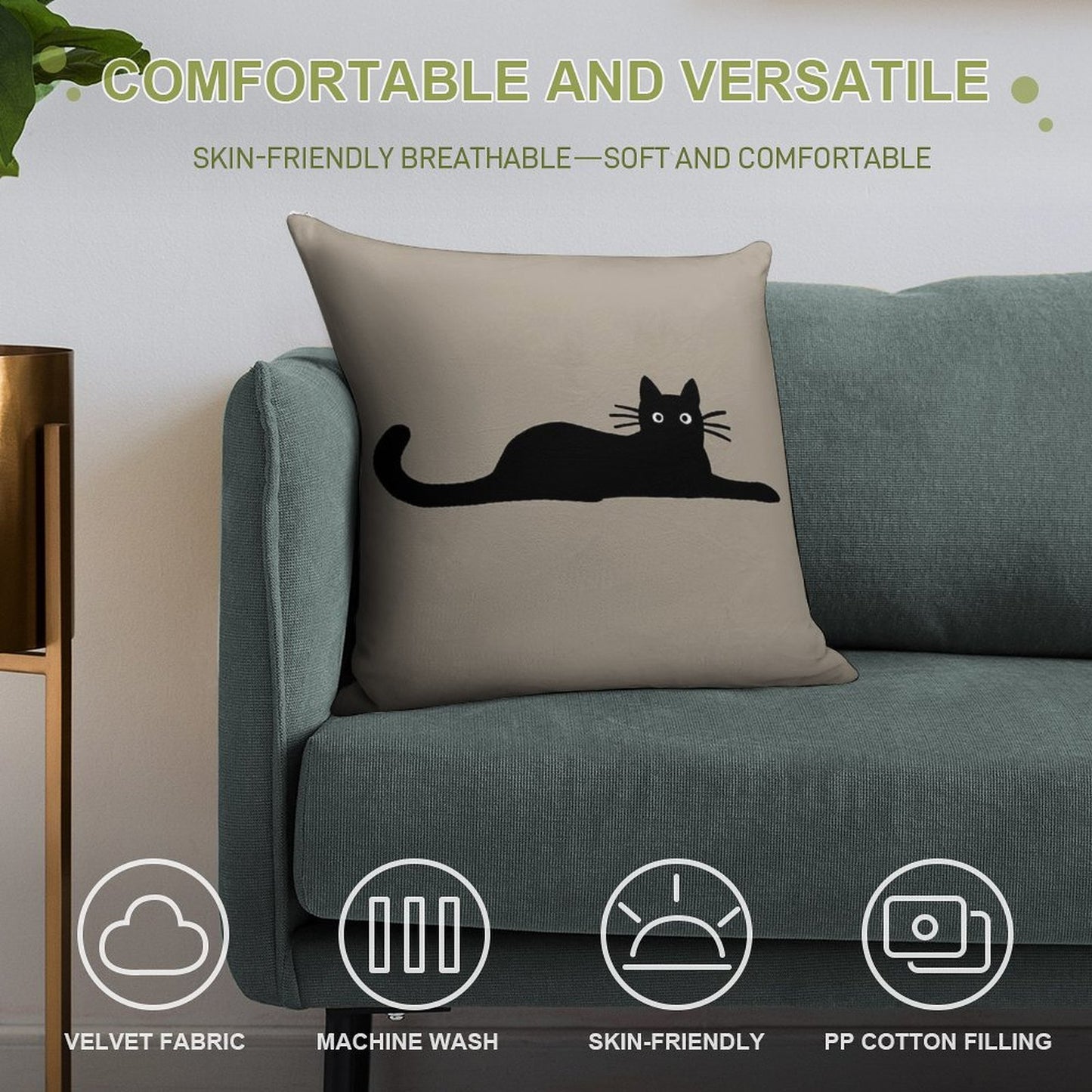 Black Cat Soft Ultra-Soft Texture Throw Pillow