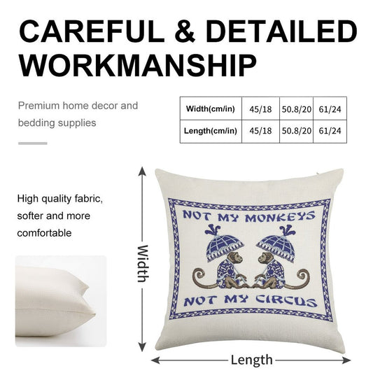 Not My Monkeys Linen Throw Pillow Cover