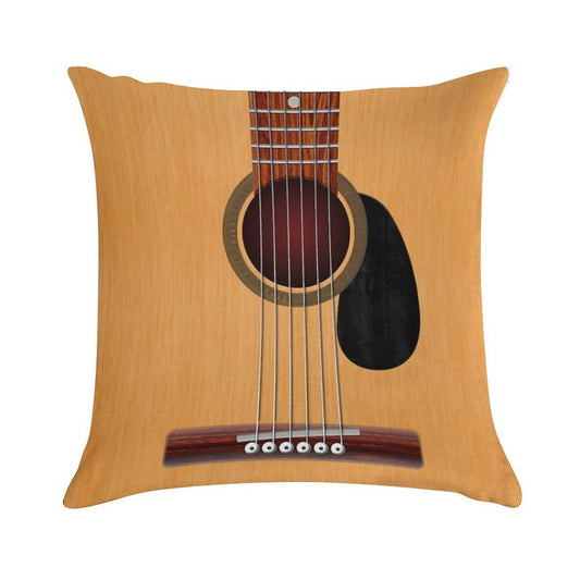 Acoustic Guitar Soft Washable Throw Pillow