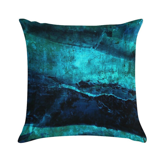 Beneath - Abstract in Navy Blue And Turquoise Soft Durable Construction Throw Pillow
