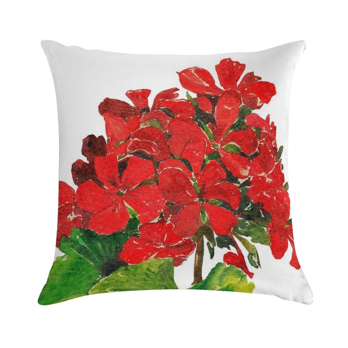 Red Geranium. Summer Geranium. Geranium Blossom. Soft Home Decor Throw Pillow