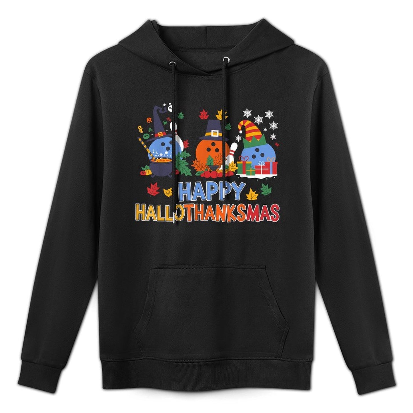 Cute Hallothanksmas Bowling Halloween Thanksgiving Christmas Moisture-Wicking Hoodie