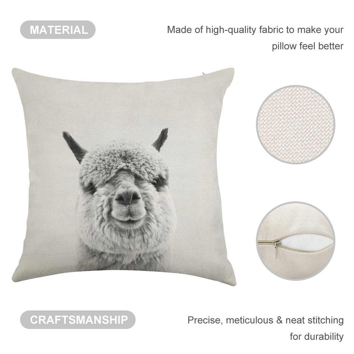 Alpaca Linen Throw Pillow Cover