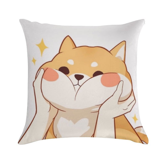 Kawaii Shiba Inu Soft Luxury Feel Throw Pillow