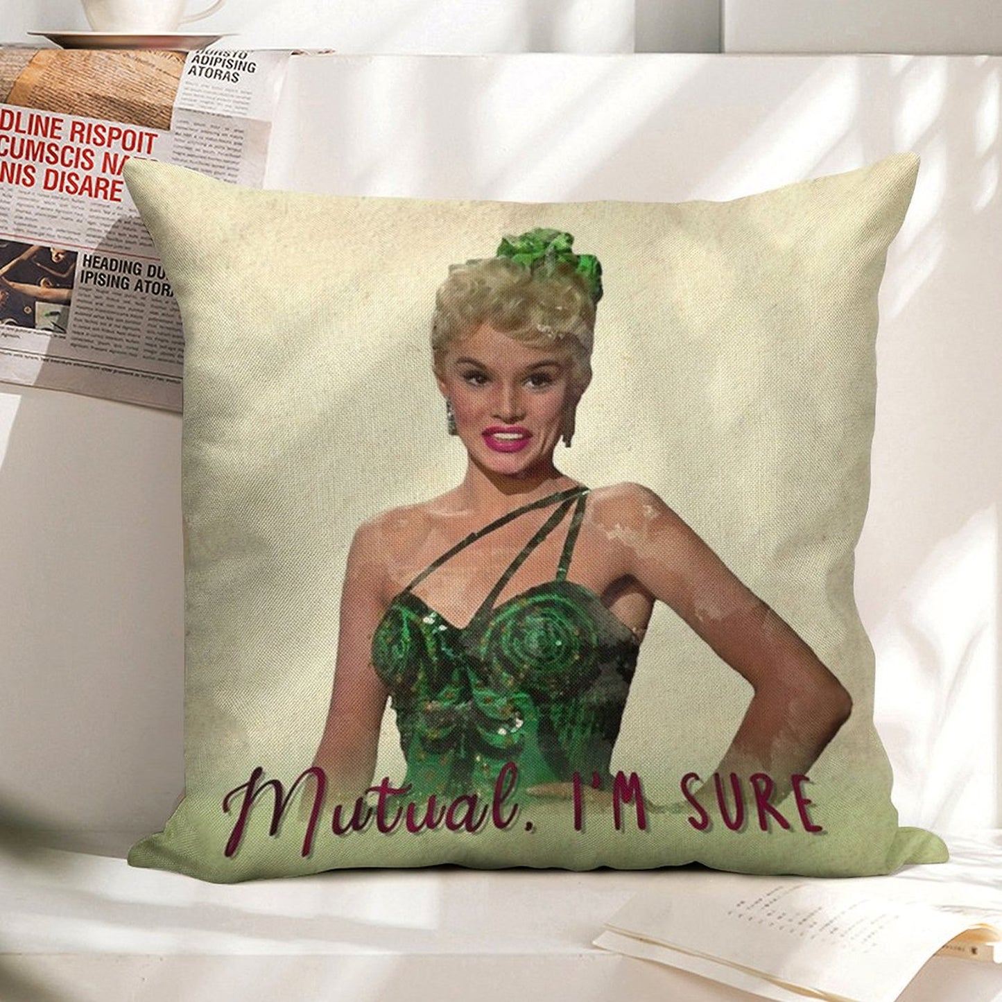 Mutual, I'm Sure - White Christmas Linen Throw Pillow Cover