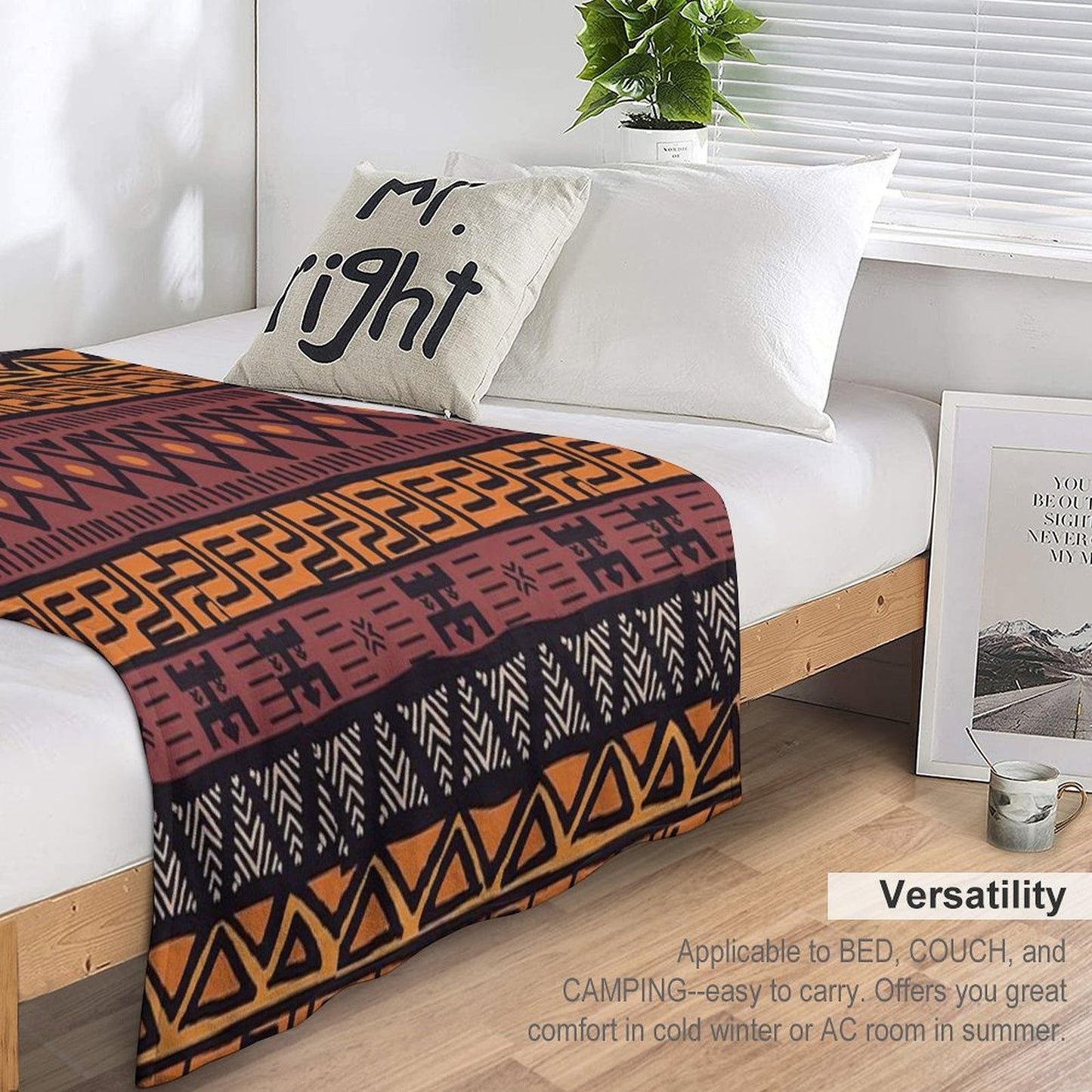 African Tribal Mudcloth Pattern Throw Blanket