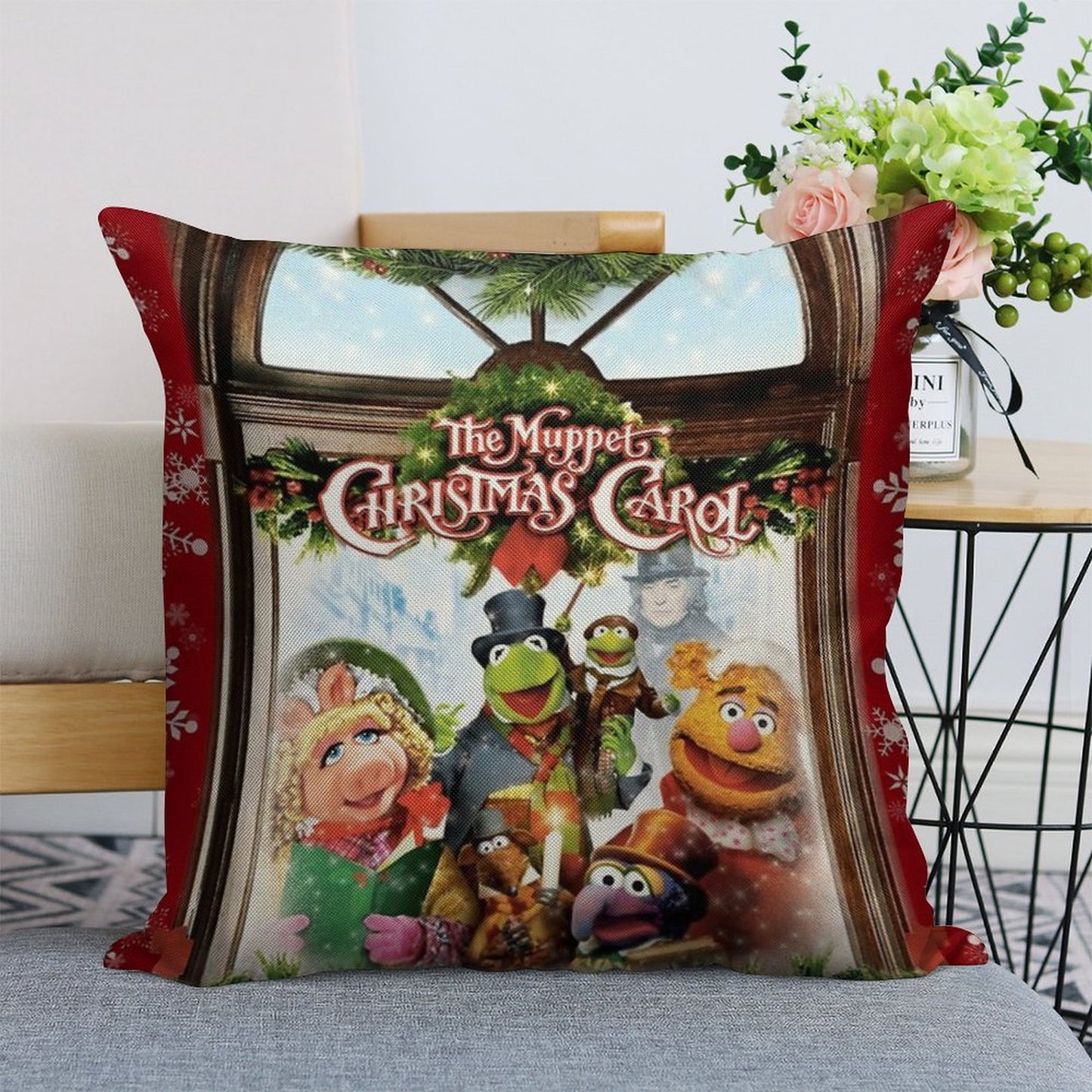The Muppet Christmas Carol Linen Throw Pillow Cover
